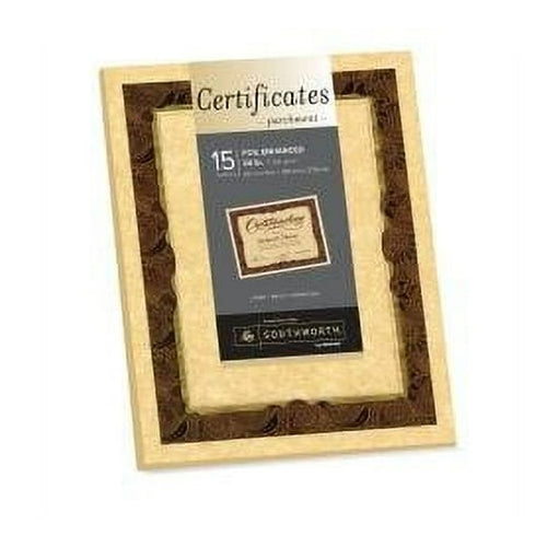 Southworth(R) Foil-Enhanced Parchment Certificates, 8 1/2in. x 11in., 24 Lb, Paisley, Ivory/Gold, Pack Of 15