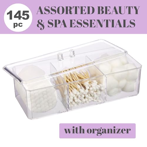 Kasa Style Beauty Essentials Kit - Vanity Makeup Storage Organizer Set - Cotton Balls, Blenders & Qtips Organizer