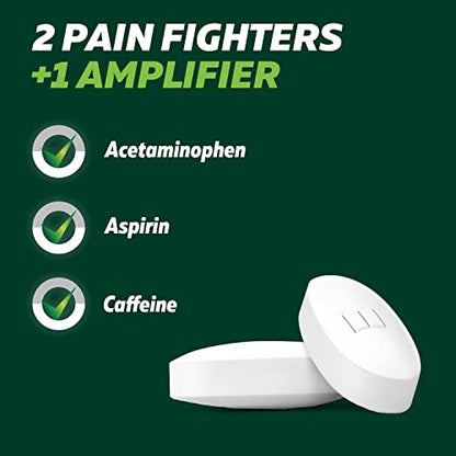 Excedrin Extra Strength Caplets for Headache Pain Relief, Acetaminophen 250mg, Aspirin 250mg, Caffeine 65mg, Pain Reliever, 24 count