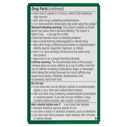 Excedrin Extra Strength Caplets for Headache Pain Relief, Acetaminophen 250mg, Aspirin 250mg, Caffeine 65mg, Pain Reliever, 24 count