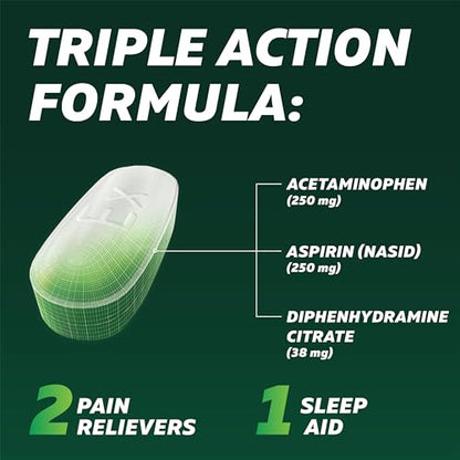 Excedrin PM for Headache Relief, Acetaminophen 250mg, Aspirin 250mg, Diphenhydramine Citrate 38mg, Pain Reliever, Nighttime Sleep-Aid, 100 Count