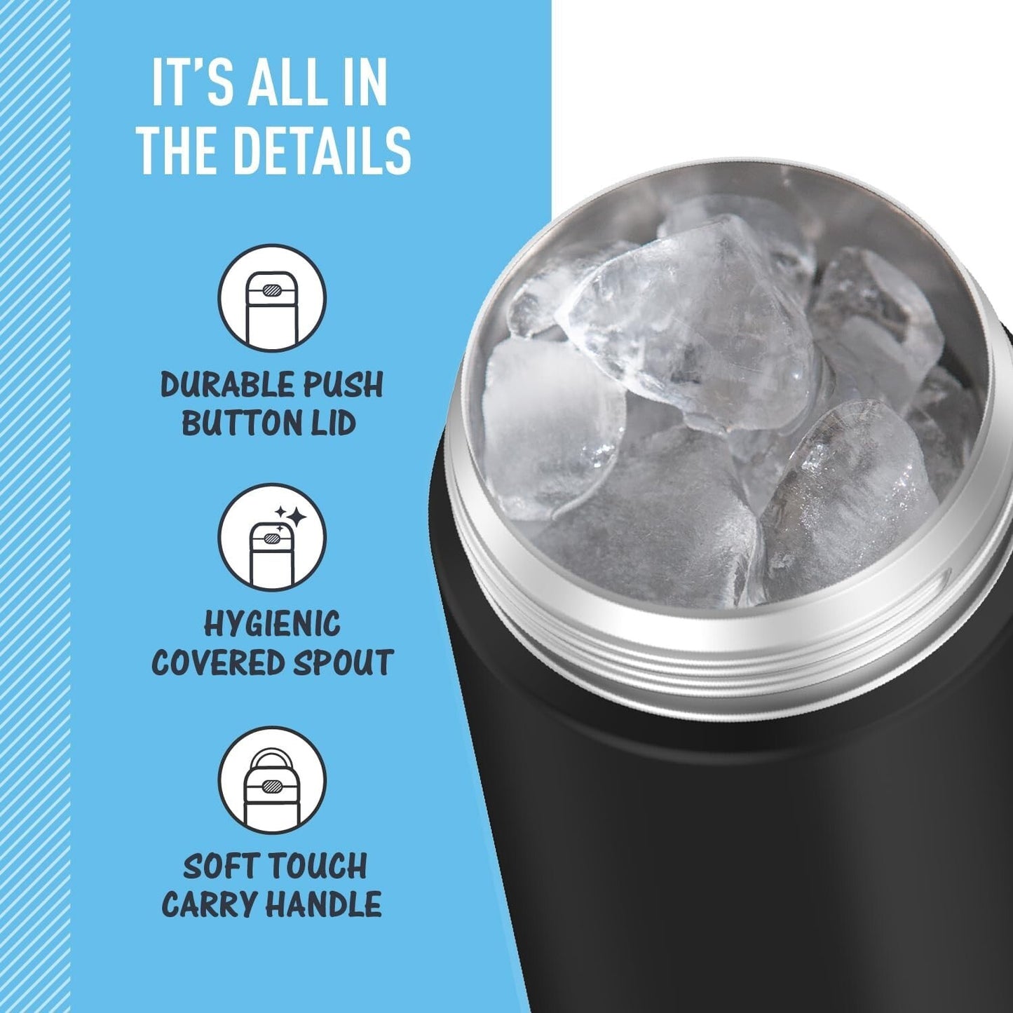 THERMOS FUNTAINER 16 Ounce Stainless Steel Vacuum Insulated Bottle, Dark Grey