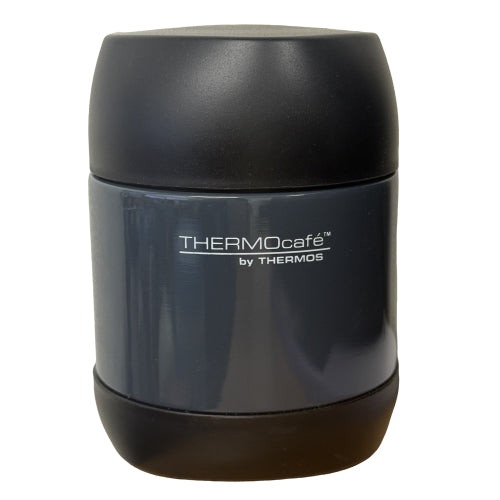 Thermos 12 oz ThermoCafe Stainless Steel Insulated Vacuum Food Jar, Black Grey