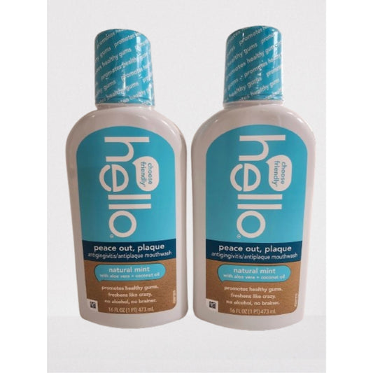 Hello, Mouthwash, Antigingivitis, Natural Mint, 16 fl oz -  2 Pack