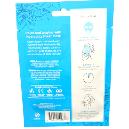 5 x Burt's Bees Hydrating Face Mask, Single Use Sheet Mask