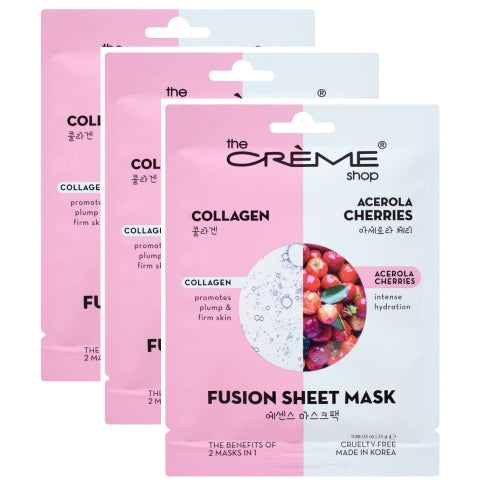 The Crème Shop Rose & Squalane Fusion Sheet Mask, Korean Sheet Mask, Rose Face Mask with Vegan Squalane and Hyaluronic Acid, Face Mask Sheet for Sensitive Skin (5 Pack)