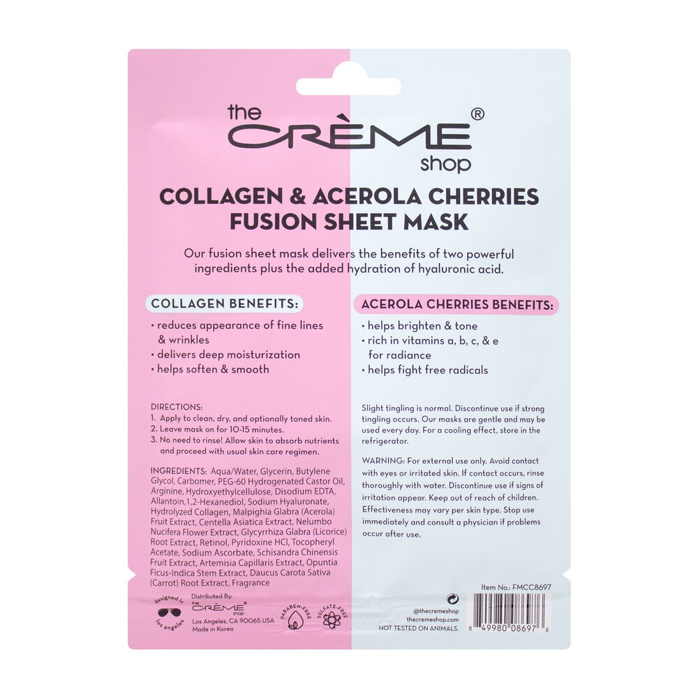 The Crème Shop Rose & Squalane Fusion Sheet Mask, Korean Sheet Mask, Rose Face Mask with Vegan Squalane and Hyaluronic Acid, Face Mask Sheet for Sensitive Skin (5 Pack)