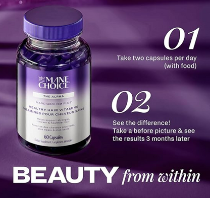 The Mane Choice MANETABOLISM Plus Healthy Hair Growth Vitamins - Supplements for Longer, Thicker, Healthier Hair - Hair Skin & Nails Vitamins for Women & Men (60 Capsules) Packaging May Vary