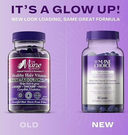 The Mane Choice MANETABOLISM Plus Healthy Hair Growth Vitamins - Supplements for Longer, Thicker, Healthier Hair - Hair Skin & Nails Vitamins for Women & Men (60 Capsules) Packaging May Vary