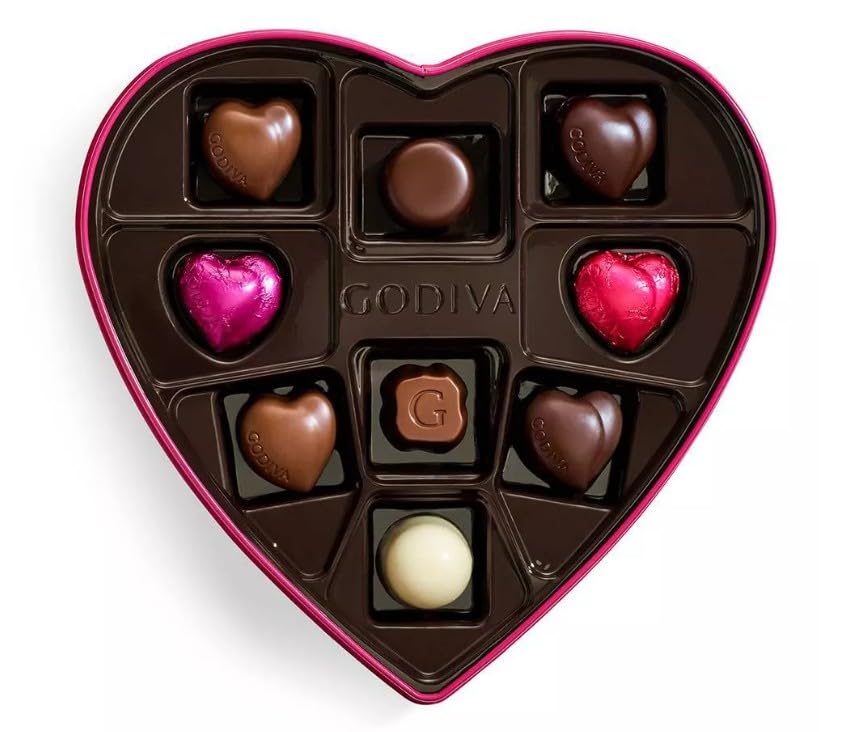 Godiva Goldmark Assorted Chocolate Heart Box 9 Pieces