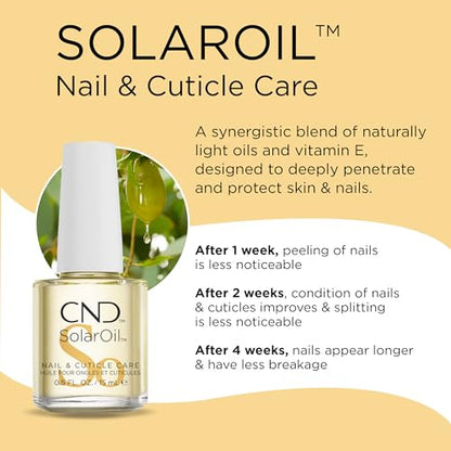 CND SolarOil Cuticle Oil, Natural Blend Of Jojoba, Vitamin E, Rice Bran and Sweet Almond Oils, Moisturizes and Conditions Skin, Pack Of 1, 0.5 oz.