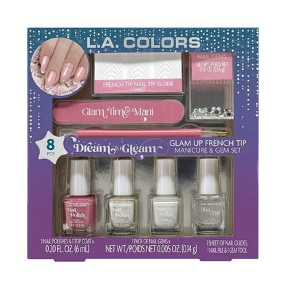 L.A. Colors Dream to Gleam Glam Up French Tip Manicure & Gem Set