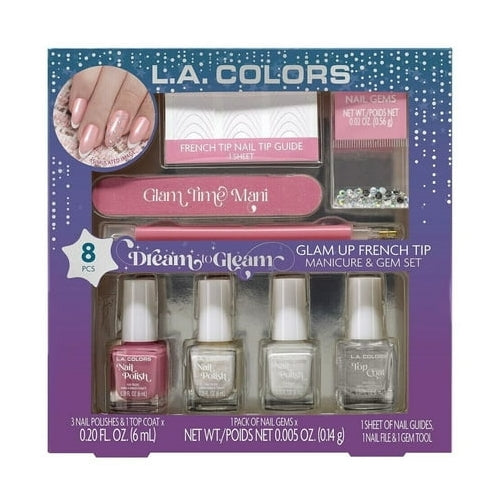 L.A. Colors Dream to Gleam Glam Up French Tip Manicure & Gem Set