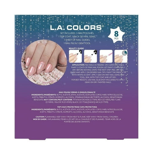 L.A. Colors Dream to Gleam Glam Up French Tip Manicure & Gem Set