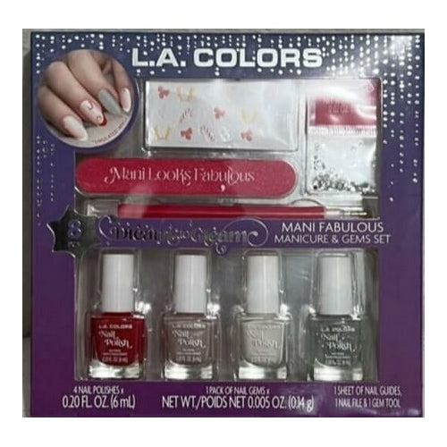 L.A. Colors Dream to Gleam Glam Up French Tip Holiday Manicure & Gem Set, 8CT