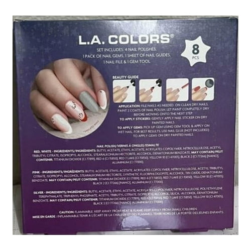 L.A. Colors Dream to Gleam Glam Up French Tip Holiday Manicure & Gem Set, 8CT