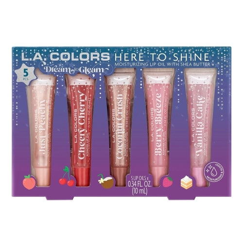 L.A. Colors Dream to Gleam Here to Shine Lip Oil Gift Set, 5 CT