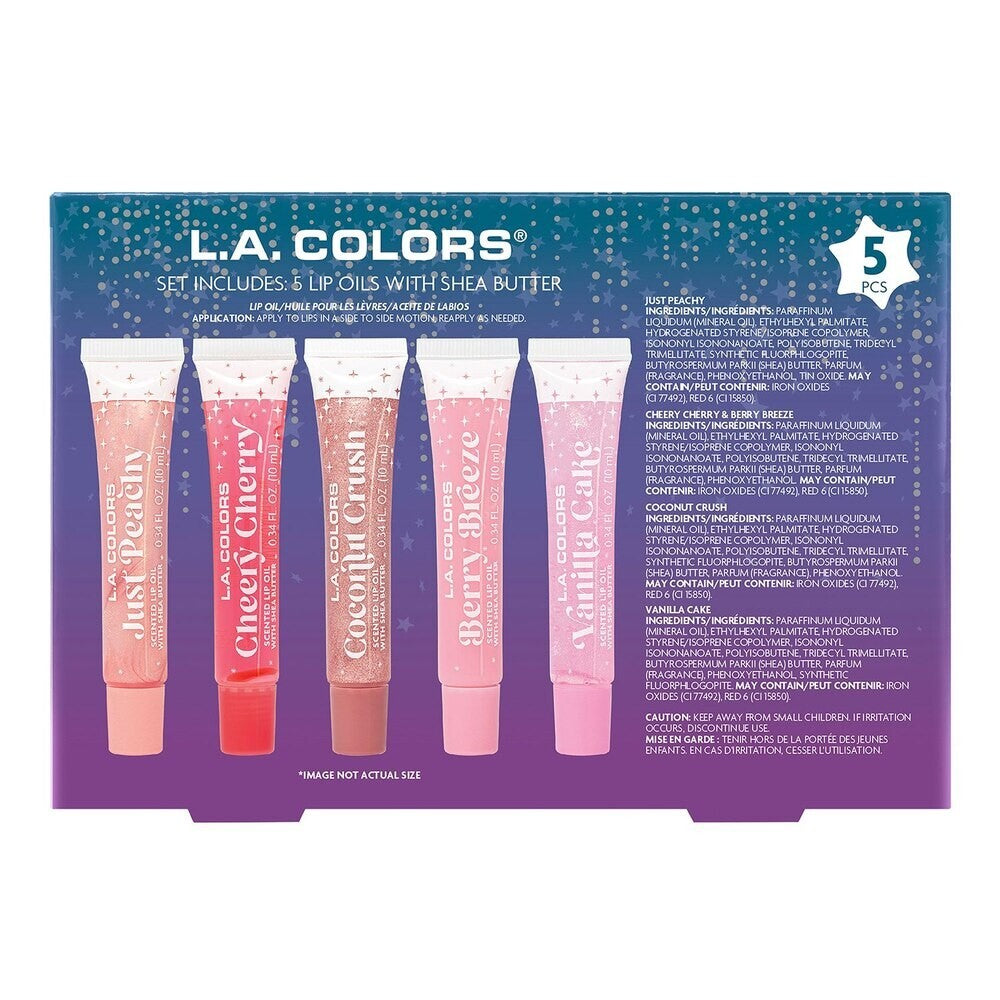 L.A. Colors Dream to Gleam Here to Shine Lip Oil Gift Set, 5 CT