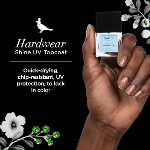 butter London Hardwear Shine UV Top Coat Nail Polish - Prevent Chipping & Smudging with UV Protection for Long-Lasting Color - Quick-Drying, Ultra-Glossy & High-Performance Topcoat with Sheer Coverage