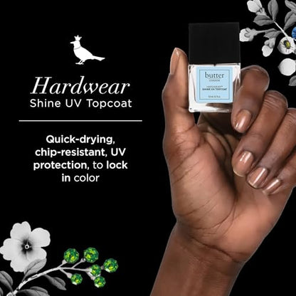 butter London Hardwear Shine UV Top Coat Nail Polish - Prevent Chipping & Smudging with UV Protection for Long-Lasting Color - Quick-Drying, Ultra-Glossy & High-Performance Topcoat with Sheer Coverage
