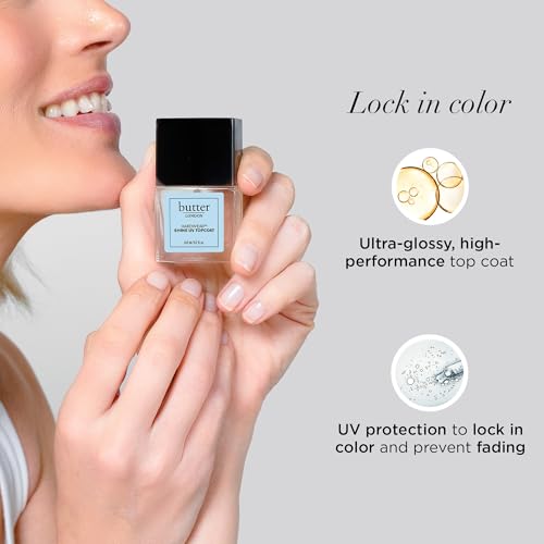 butter London Hardwear Shine UV Top Coat Nail Polish - Prevent Chipping & Smudging with UV Protection for Long-Lasting Color - Quick-Drying, Ultra-Glossy & High-Performance Topcoat with Sheer Coverage