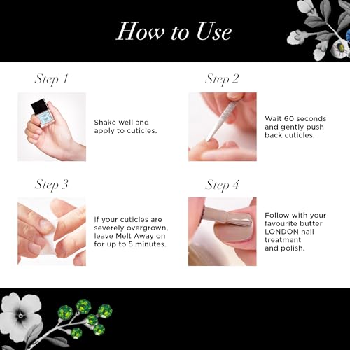 LONDON Cuticle Remover Liquid, Melt Away - Cuticle Softener Oil Exfoliator Gently Removes Dry & Overgrown Skin - Nail Care for Clean & Healthy-Looking Nails, Home Manicure & Pedicure, 6ml