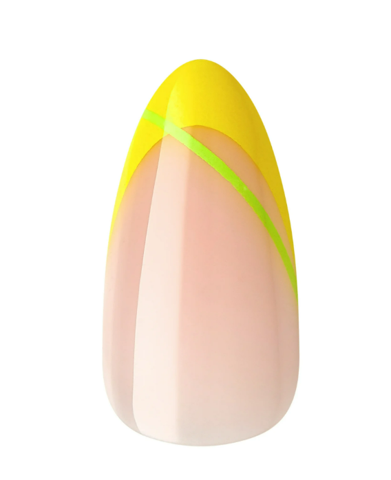 KISS Voguish Fantasy Medium Almond Glue-On Summer Nails, Multi-Neon, 28 Pieces