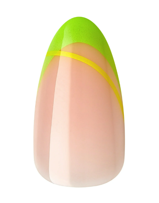 KISS Voguish Fantasy Medium Almond Glue-On Summer Nails, Multi-Neon, 28 Pieces