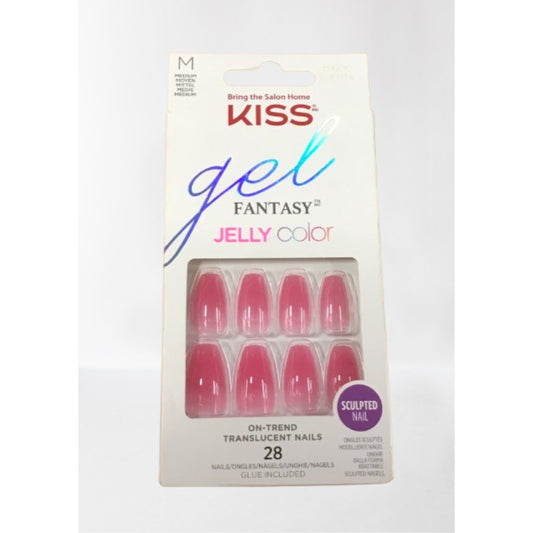 KISS Gel Fantasy Jelly Color Press-on Nails, Size Medium, FJC01X, 28 Pieces