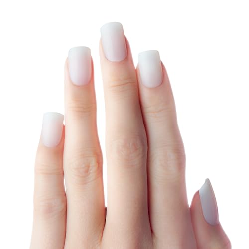 KISS Salon Acrylic Wider Fit Natural Fake Nails, ‘Rare’, 28 Acrylic-Infused, Bubble-Free, Flexible, Durable, False Glue-On Nails
