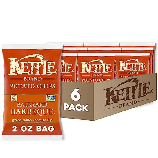 Kettle Brand Potato Chips, Backyard Barbeque Kettle Chips, Snack Bag, 2 Oz (Pack of 6)