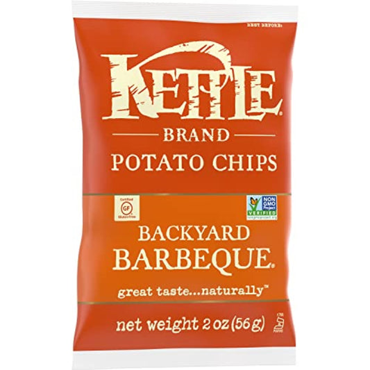 Kettle Brand Potato Chips, Backyard Barbeque Kettle Chips, Snack Bag, 2 Oz (Pack of 4)