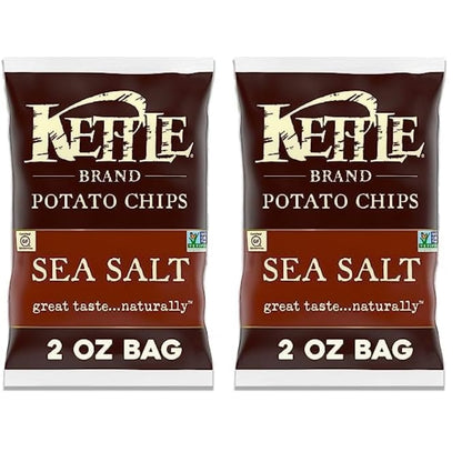 Kettle Brand Potato Chips, Sea Salt Kettle Chips, Snack Bag, 2 Oz (Pack of 2)