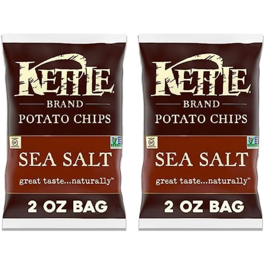 Kettle Brand Potato Chips, Sea Salt Kettle Chips, Snack Bag, 2 Oz (Pack of 2)
