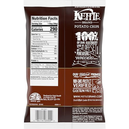 Kettle Brand Potato Chips, Sea Salt Kettle Chips, Snack Bag, 2 Oz (Pack of 2)