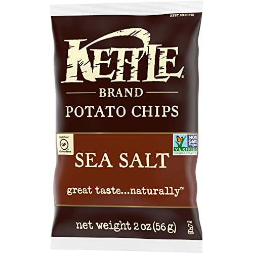 Kettle Brand Potato Chips, Sea Salt Kettle Chips, Snack Bag, 2 Oz (Pack of 2)