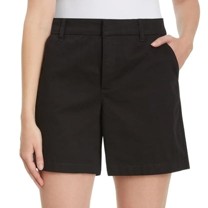 Gloria Vanderbilt Women High Rise Cotton Chino Shorts (Black, 12)