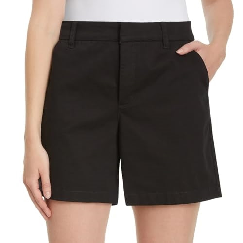 Gloria Vanderbilt Women High Rise Cotton Chino Shorts (Black, 12)