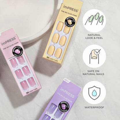 imPRESS Color Press On Nails, ‘Pearlfection’, Short Squoval, PureFit Technology, Patented Super Hold Adhesive, Chip Proof, Smudge Proof, Mini Nail File, Manicure Stick & 30 Fake Nails