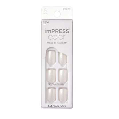 imPRESS Color Press On Nails, ‘Pearlfection’, Short Squoval, PureFit Technology, Patented Super Hold Adhesive, Chip Proof, Smudge Proof, Mini Nail File, Manicure Stick & 30 Fake Nails