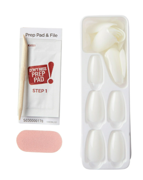 KISS imPRESS Press on Nails, Fresh Look, White, Short Squoval, 30 Count