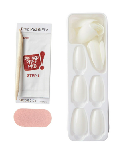 KISS imPRESS Press on Nails, Fresh Look, White, Short Squoval, 30 Count