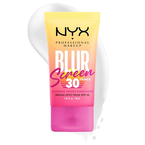 NYX PROFESSIONAL MAKEUP Blurscreen SPF 30 Primer, 3-in-1 Blurring Makeup Primer with Sunscreen, Vegan Formula with No White Cast or Greasy Feeling