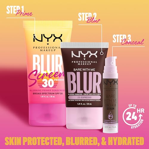 NYX PROFESSIONAL MAKEUP Blurscreen SPF 30 Primer, 3-in-1 Blurring Makeup Primer with Sunscreen, Vegan Formula with No White Cast or Greasy Feeling