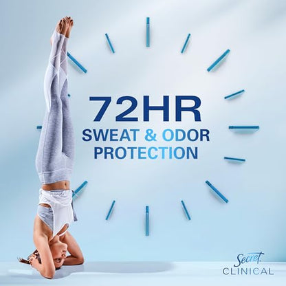 Secret Clinical Strength Antiperspirant Deodorant for Women, Free & Sensitive, 3X Stress Protection, 72hr Sweat & Odor Protection, PH Balancing Minerals, Invisible Solid, Unscented, 1.6 oz (Pack of 3)