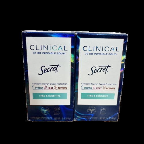 Secret Clinical Antiperspirant Free & Sensitive 1.6 Oz Lot of 2 NEW