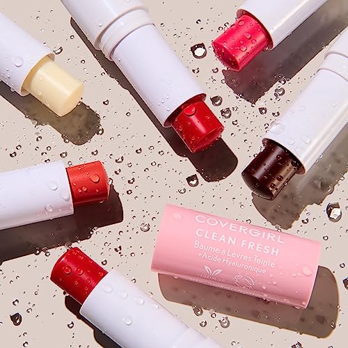 CoverGirl Clean Fresh Tinted Lip Balm, Vegan Formula, Hydrating, Natural Finish, You're the Pom, 1 Count