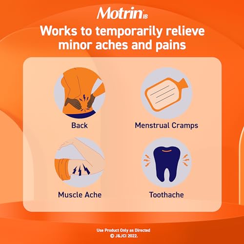 Motrin IB, Ibuprofen 200mg Tablets for Fever, Muscle Aches, Headache & Back Pain Relief, 24 Ct