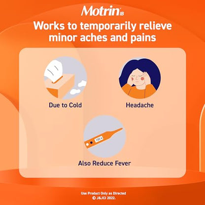 Motrin IB, Ibuprofen 200mg Tablets for Fever, Muscle Aches, Headache & Back Pain Relief, 24 Ct