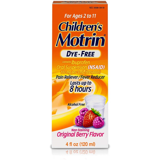 Motrin Childrens Formula, 4 oz, Dye- Free, Berry